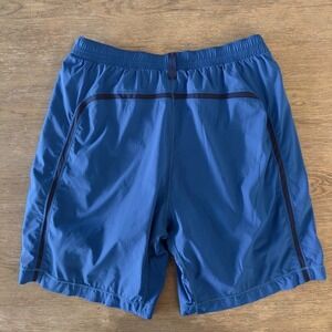 Lululemon Pace Breaker Lined Short-9" Inseam-Blue-Zip Pocket-Large-No Drawstring